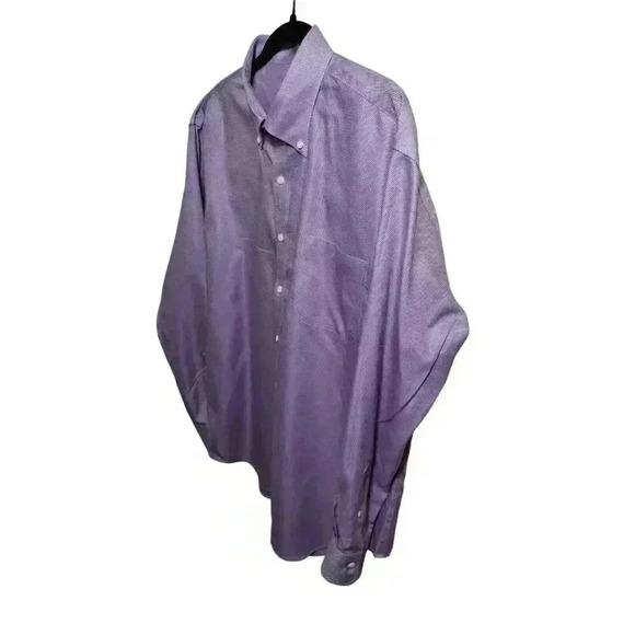 Peter Millar Nanoluxe Purple Check Button-Up Shirt Men’s Size L - Picture 2 of 13